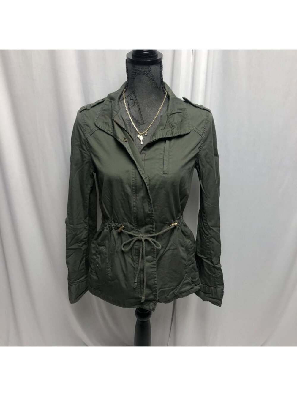 a.n.a. Jacket Womens Size Small Army Green Zippered Cotton Military Lightweight